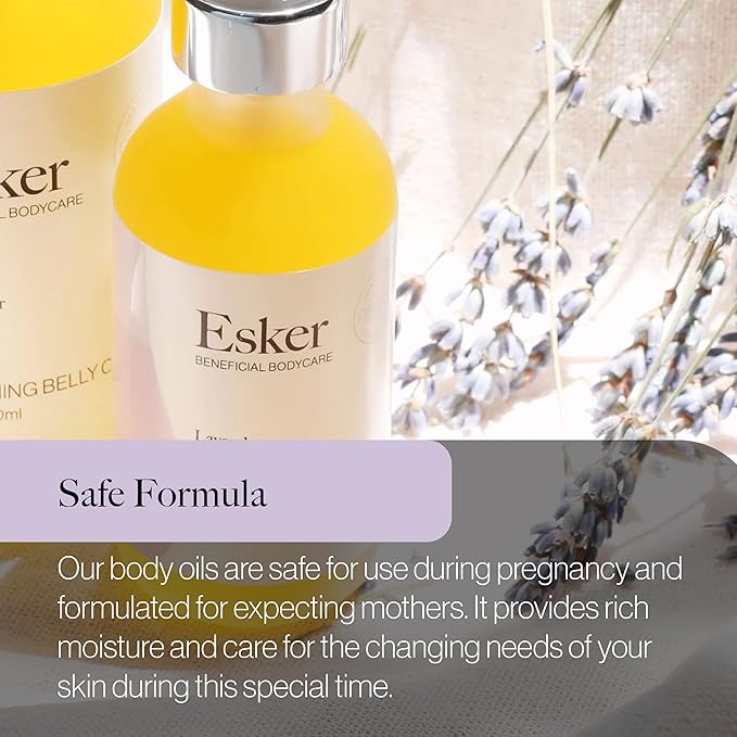ESKER Natural Soothing Belly Oil | (4.0oz) | Plant-Based Formulated for Pre and Postpartum Skin | Designed to Fade Existing Stretch Marks and Prevent the Formation of New Ones | Cruelty Free