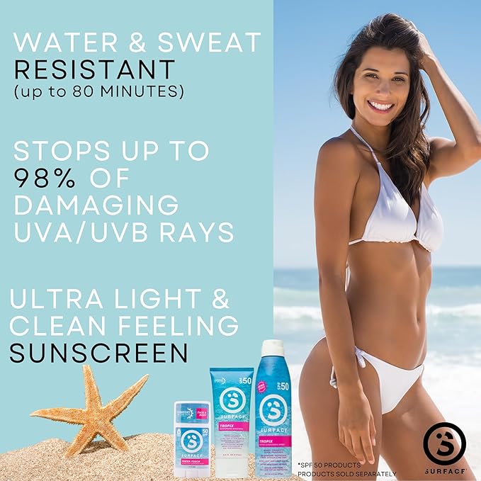 Surface TROPIX Sheer Touch Spray Sunscreen, Water Resistant, UVA/UVB Broad Spectrum, Fast Drying Protection, PABA Free - 6oz - SPF 50-1 PACK