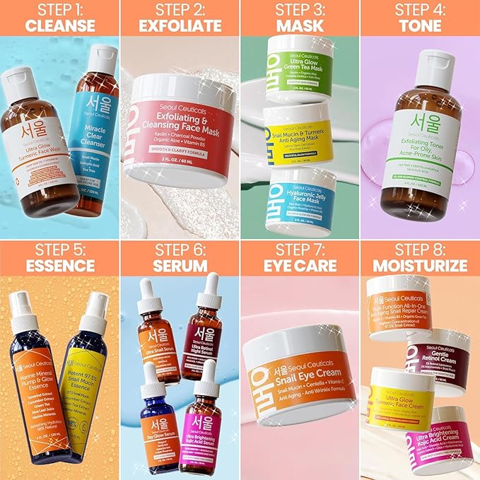 SeoulCeuticals Large 4oz 97.5% Snail Mucin Moisturizer Cream Korean Skin Care - K Beauty Skincare Day & Night Snail Repair Cream Filtrate Cruelty Free