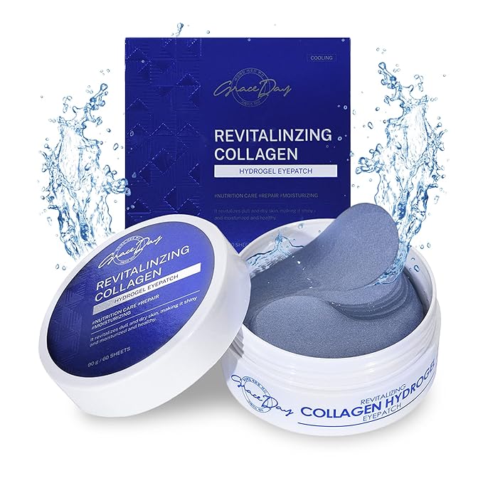 Under Eye Hydrogel Collagen Eye Patches, Anti-Wrinkle Eye Patch, Treatment for Puffy Eyes, Eye Bags, Dark Circles Under Eye, Puffiness, Eye Patch with Hyaluronic Acid and Peptides, 30 pairs