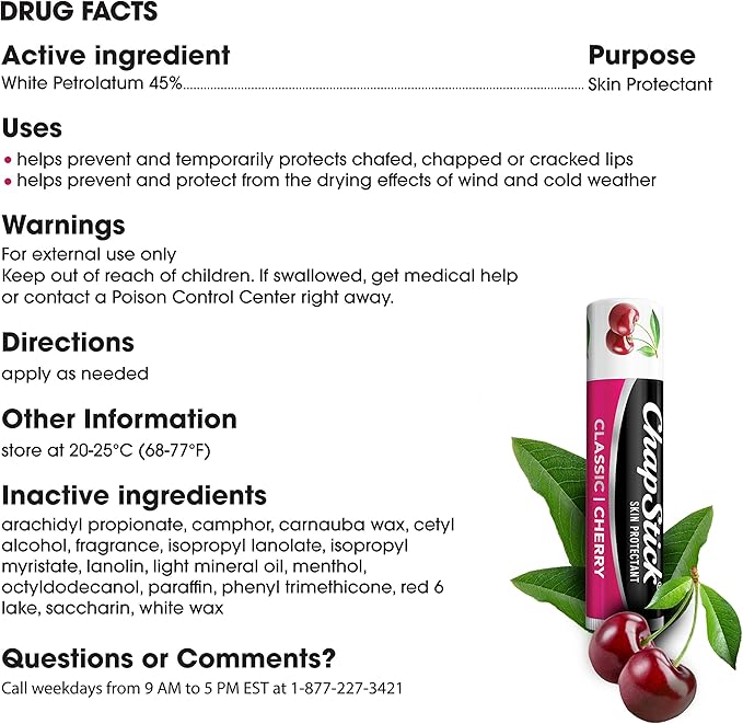 ChapStick Classic Cherry Lip Balm Tubes