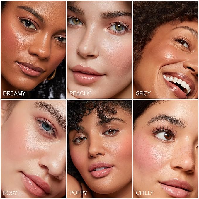 Saie Dew Blush - Lightweight Liquid Blush with a Blendable + Buildable Cream Finish - Dewy Cheek Tint with Doe Foot Wand Makeup Applicator - Mauve Blush - Chilly (.40 oz)