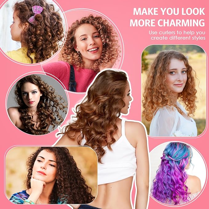 Syhood 30 Pcs 7'' Flexible Curling Rods Twist Foam Hair Rollers Soft Foam No Heat Hair Rods Rollers and 1 Steel Pintail Comb Rat Tail Comb for Women Long Short Hair(Pink,7 x 0.55 Inch)