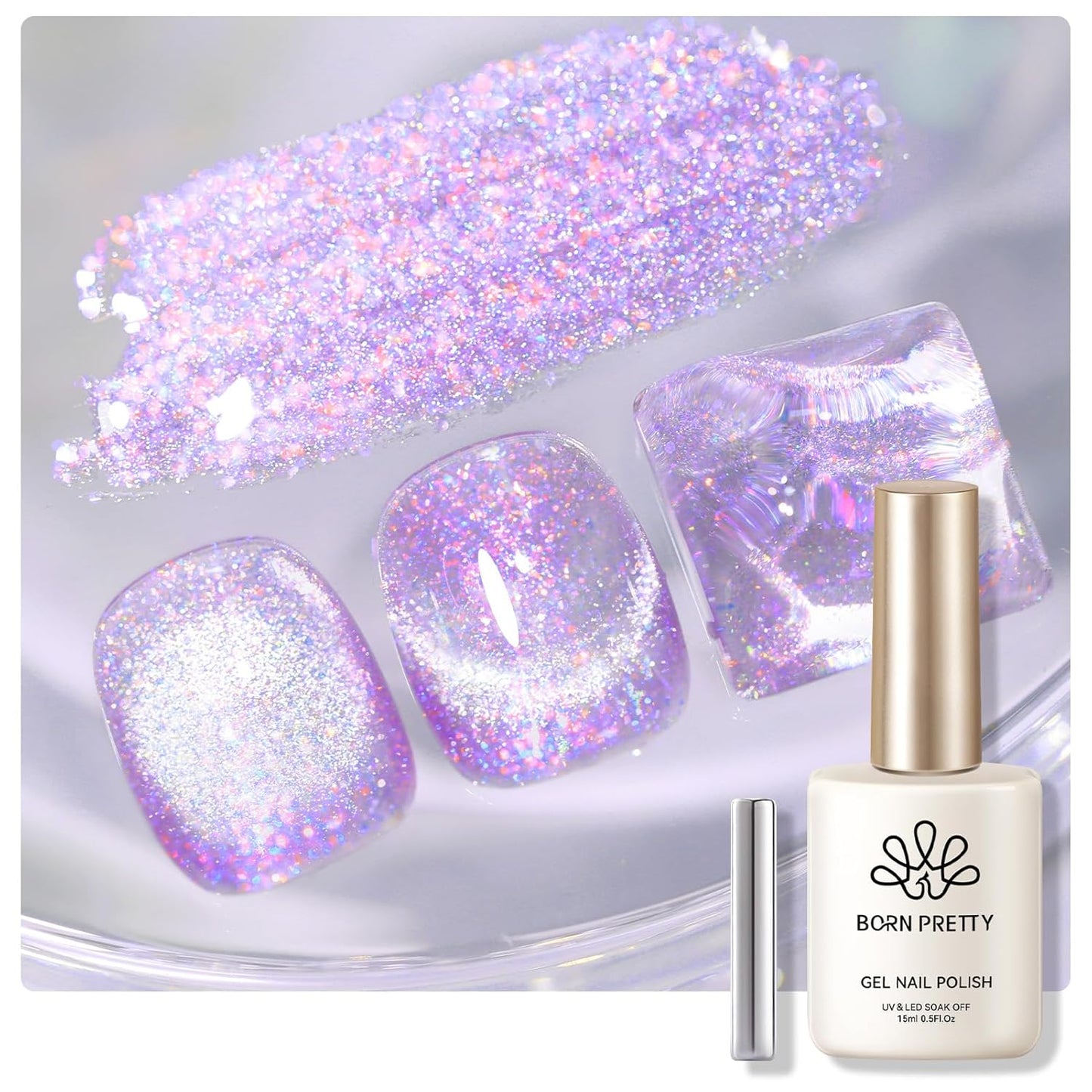 Born Pretty Auroras Cat Magnetic Eye Gel Nail Polish Mermaid Glitter Shimmer Magnetic Gel Polish 15ML