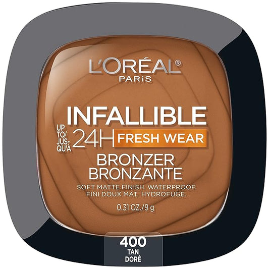 L'Oreal Paris Infallible Up to 24H Fresh Wear Soft Matte Longwear Bronzer. Waterproof, heatproof, Transfer, humidity and sweatproof, Tan, 0.31 oz