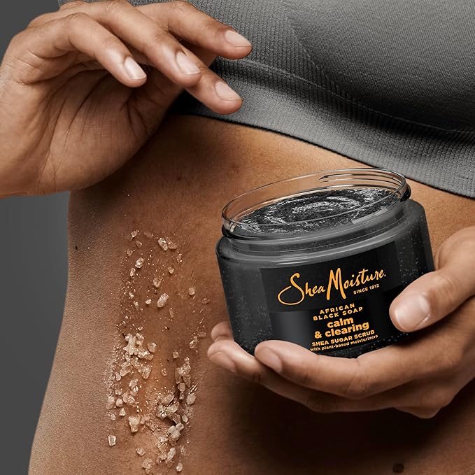 SheaMoisture Sugar Body Scrub African Black Soap for healthy, glowing skin African black soap with 24h shea moisture nutrients 12 oz