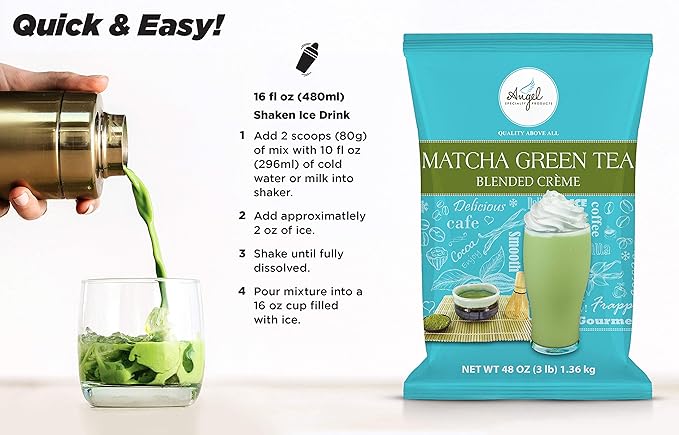 Angel Specialty Products Matcha Green Tea Blended Crème Mix [3 LB]