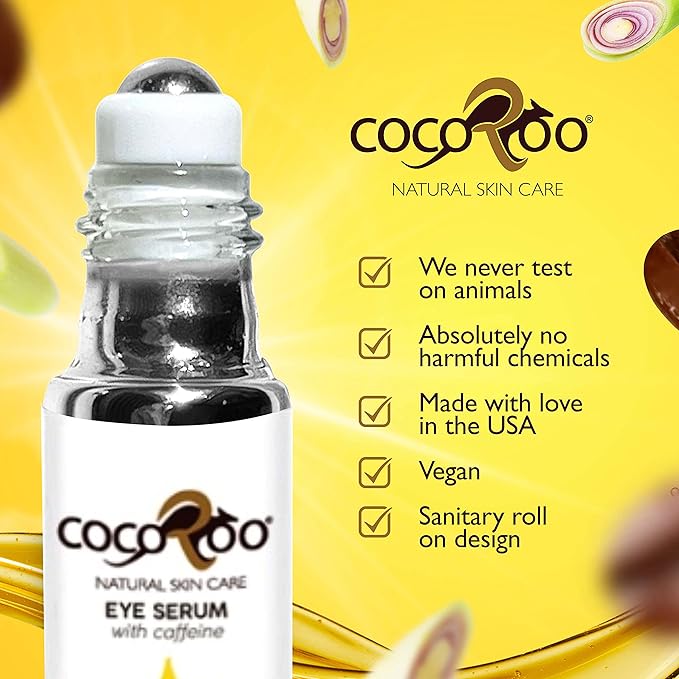 Caffeinated Eye Serum, Nutrient-Dense, 100% Pure, Natural & Vegan (Lemongrass)