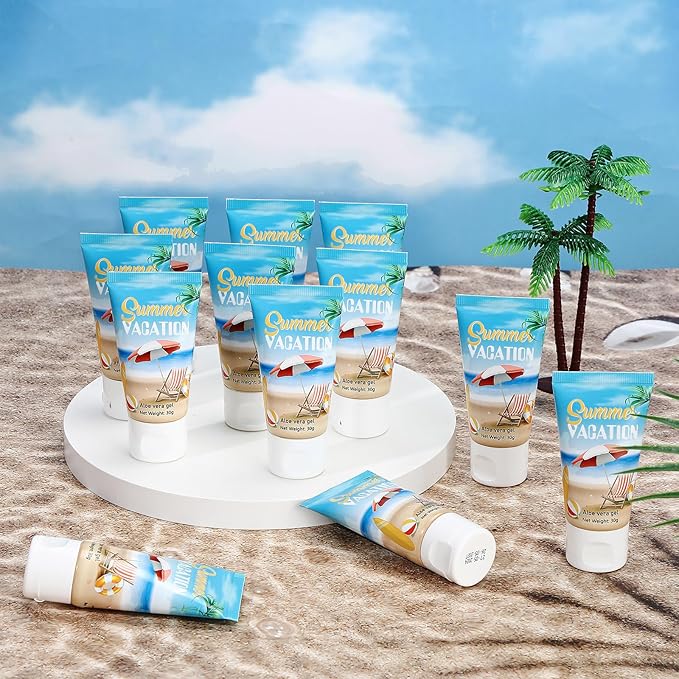36 Pcs Mini Aloe Vera Gel Travel Size Bulk for Summer Vacation Party 1oz After Sun Aloe Vera Gel Sunburn Relief Hydrating Face Body Moisturizer Cream for Gifts Summer Party Supplies