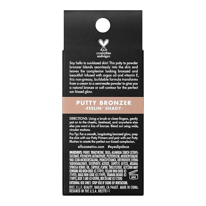 e.l.f. Putty Bronzer, Creamy & Highly Pigmented Formula, Shady, (10g) 0.35 Oz