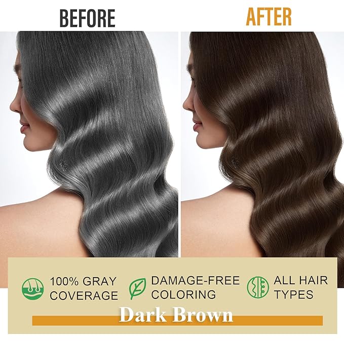 Dark Brown Hair Dye Shampoo for Gray Hair, Natural Color Shampoo Hair Dye for Women & Men, Hair Instant Dye Shampoo Colors Hair in Minutes, Champu Para Canas, 3-in-1 Shampoo for Dyeing Gray, 500 Ml