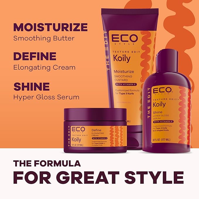 Eco Style, Texture Edit, Koily Moisturize Smoothing Butter for Type 4 curly hair - A sulfate-free, ultra-rich curly hair conditioner that provides hydration, elasticity and softness. 8oz