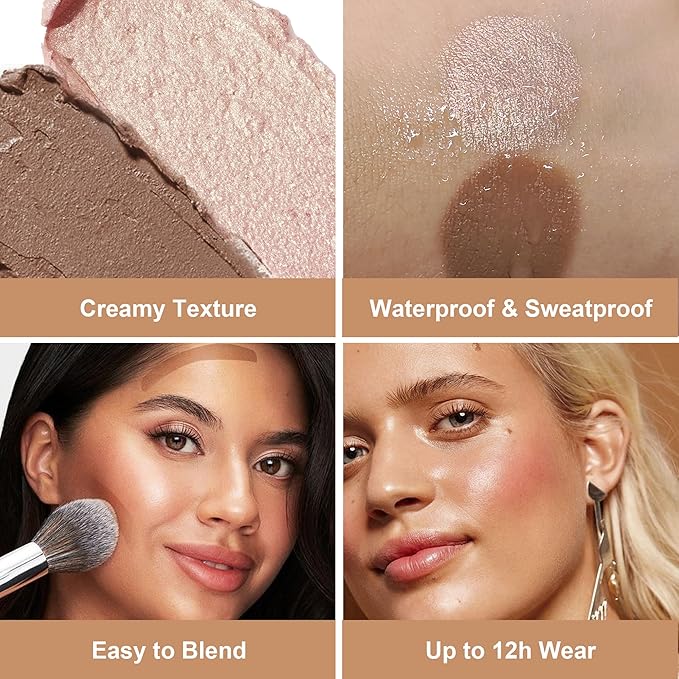 FV Cool Toned Contour Stick, Double-ended Contour and Highlighter Stick, Long Lasting & Lightweight Contour Stick Makeup with Natural Finish, Waterproof and Creamy Texture for Face Shaping, 01