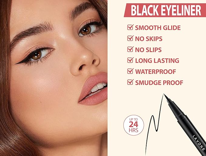 Eyebrow Pencil Kit, with Microblading Eyebrow Pen, Eyebrow Gel, Eyeliner, Eyebrow Brush, Eyebrow Pencils for Women, Waterproof, Smudge Proof, Long Lasting Makeup Formula - Ebony