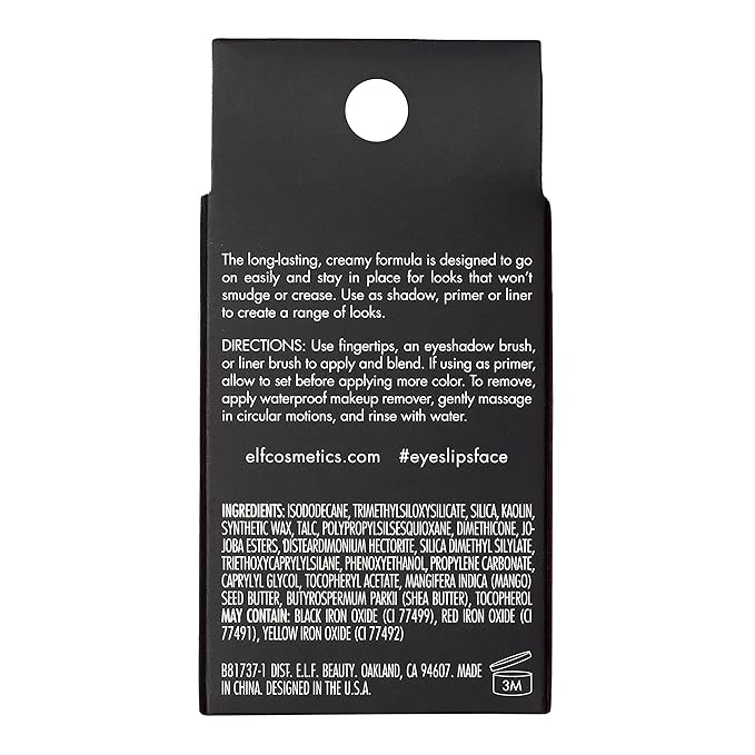e.l.f. No Budge Cream Eyeshadow, 3-in-1 Eyeshadow, Primer & Liner With Crease-Resistant Color & Stay-Put Power, Vegan & Cruelty-Free, Plateau, 81737