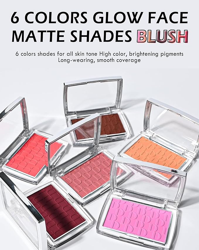 Powder Blush Palette, Matte Powder Makeup Blush for Enhancing -#Cherry