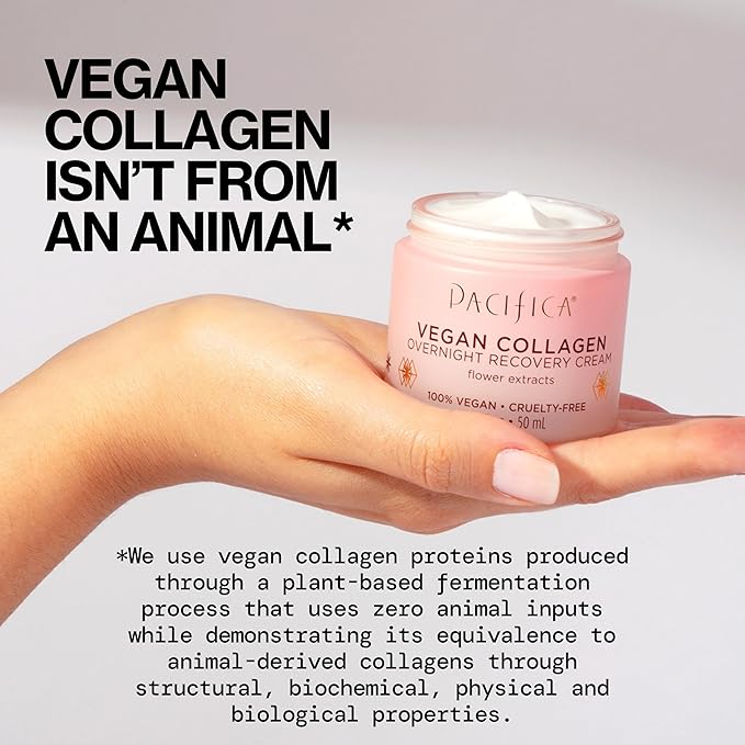 Pacifica Night Face Cream - Vegan Collagen Overnight Recovery Cream, Nighttime Face Cream for Anti-Aging & Wrinkles, Improves Dry Skin & Redness Vegan, Clean Beauty, Dermatologist Tested