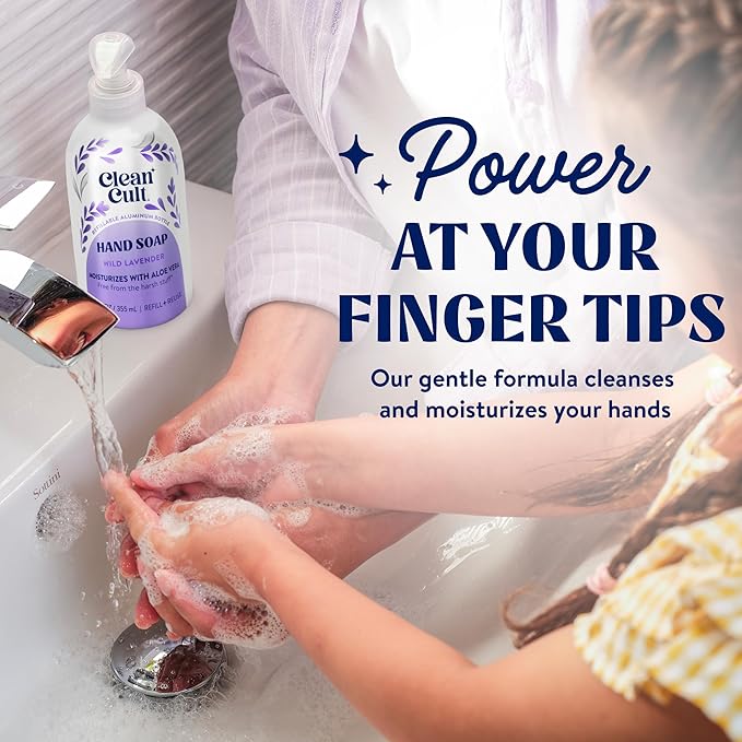 Cleancult Liquid Hand Soap Refills - Wild Lavender - Moisturizes Dry & Sensitive Skin -Made with Aloe Vera & Lavender Essential Oils - Eco Friendly - Paper-Based Packaging - 32 oz/3 Pack