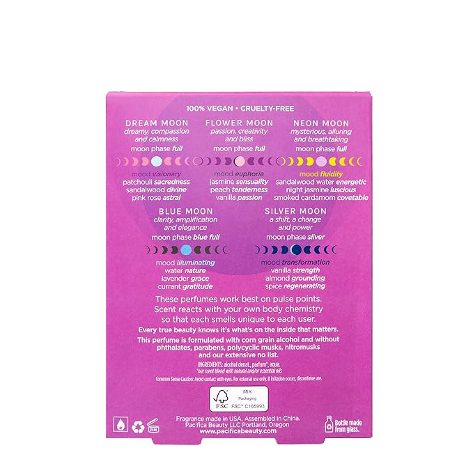 Pacifica Beauty Wanderlust & Moon Moods Perfume Set, Travel Fragrances, Island Vanilla, French Lilac, Clean Vegan Perfume, 0.05 fl oz Each (Set of 10)