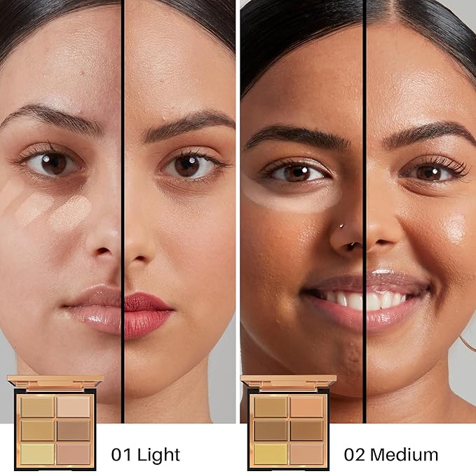 FV 6 Colors Cream Concealer Palette, Full Coverage & Long Lasting Colors Corrector Palette for Dark Circles, Redness, Acne with Natural Finish Cream Foundation Palette, 01 Light Shade