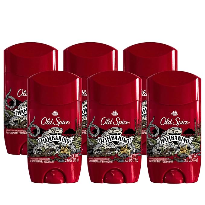Old Spice Aluminum Free Deodorant for Men, 24/7 Odor Protection, 24/7 Freshness & Lasting Scent, Goes on Clear, MambaKing with Rich Plum Scent, 2.6 oz (Pack of 6)