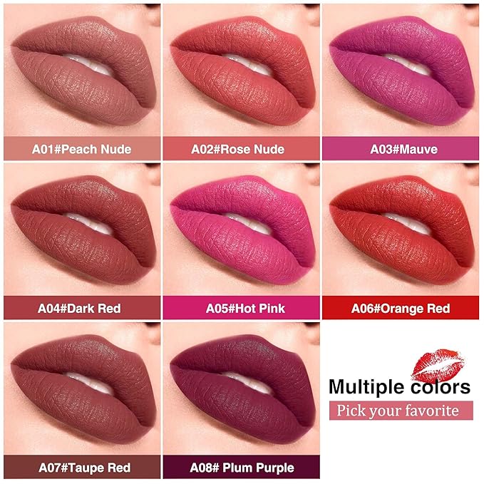 Rose Wood Matte Lipstick，Creamy Silky Matte+Lipsticks，Hydrating Balm-in-Lipstick，Velvety Finish for Women Daily Lip Makeup，High-pigment Formula，Easy to use and color，Vegan & Cruelty-Free 04#