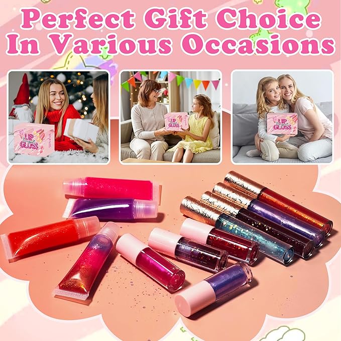 BRIPATI DIY Lip Gloss Making Kit, 46PCS DIY Lip Gloss Kit to Make Your Own Lip Gloss, Moisturizing Lip Glaze Handmade Set, Beginner Lip Gloss Kit, Lip Gloss Making Supplies Set for Women Girls