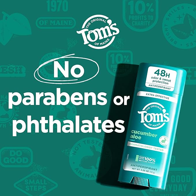 Tom’s of Maine Cucumber Aloe Antiperspirant, For Women and Men, 3.25 oz