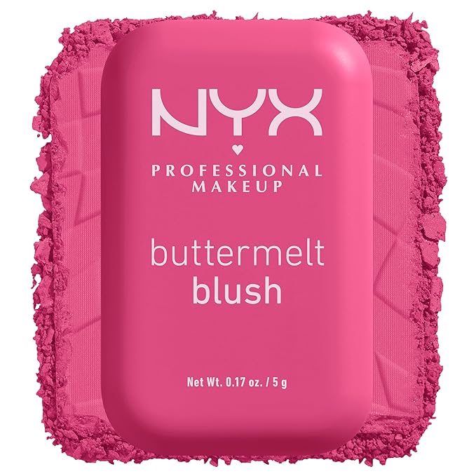 NYX PROFESSIONAL MAKEUP Buttermelt Powder Blush, Fade and Transfer-Resistant Blush, Up to 12HR Make Up Wear, Vegan Formula - Butta With Time