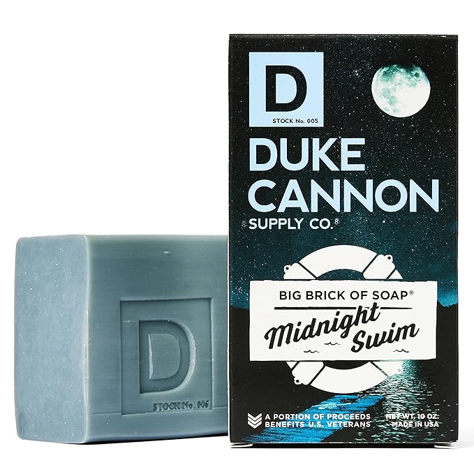 Duke Cannon Big Brick of Soap Midnight Swim - Refreshing Aquatic Scent with Green Top Notes, 10 oz. Men's Soap Bar (Pack of 3)