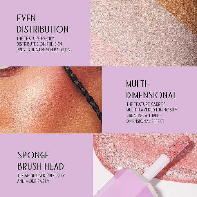 YOUNG VISION Soft Natural Glow Liquid Highlighter, Glow Liquid Illuminator Makeup,Weightless, Long-Wearing, Smudge Proof, Natural-Looking, Dewy Finish,