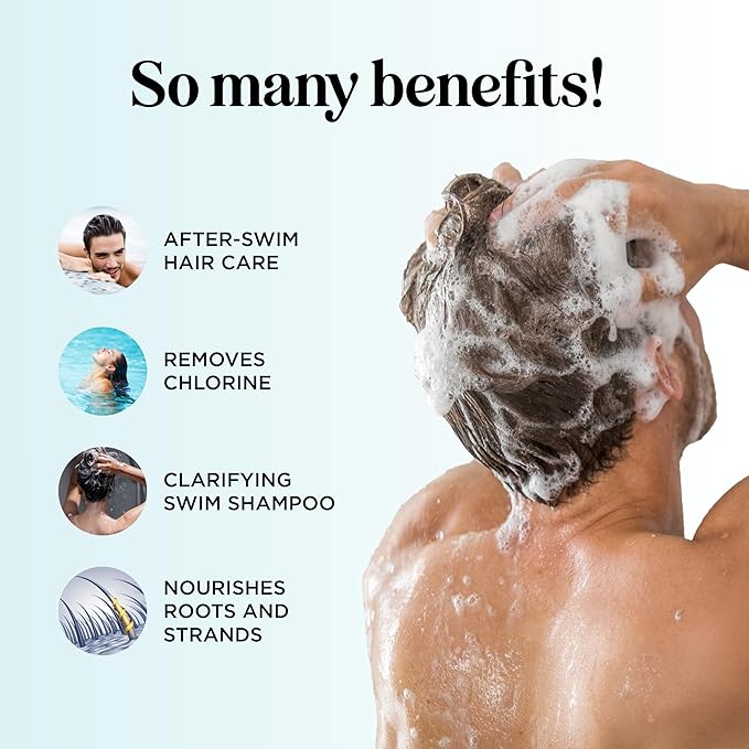 After Swim Shampoo and Conditioner Set - Chlorine Shampoo and Conditioner for Swimmers with Tea Tree and Rosemary Oil - Clarifying Shampoo for Hard Water Chlorine and Saltwater with Replenishing Oils