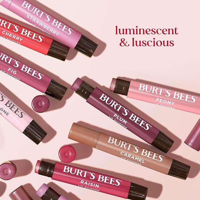 Burt's Bees Lip Shimmer Pink Collection, Tinted Lip Balm Stick, Moisturizing for All Day Hydration with Natural Glowy Pigmented Finish & Buildable Color, 3 Shades; Value Pack, 3 Tubes x 0.09 Oz