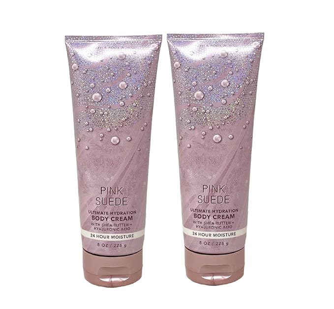 Bath & Body Works Pink Suede Ultimate Hydration Body Cream For Women 8 Fl Oz 2- Pack (Pink Suede), Total: 16.0 Ounce