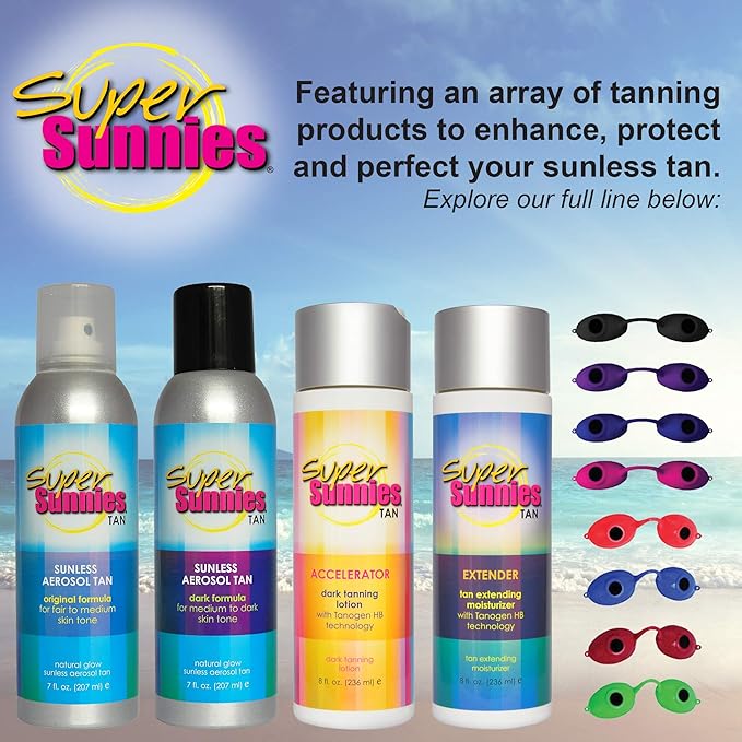 Super Sunnies Tan Extender Moisturizer Lotion with Tanogen HB for Indoor Tanning Beds & Sunless Tanning, Enriched with Aloe & Hawaiian Coconut Oil, Jojoba Oil & Nuts 8 oz.