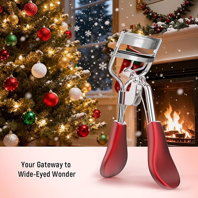 Kaasage Eyelash Curler for Lift and Curl, Professional Stainless Steel Makeup Eyelash Tool with Ergonomic Handle & 6 Replacement Pads for Long-Lasting Results