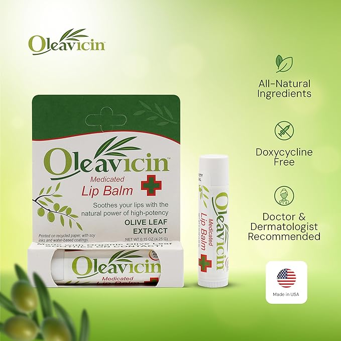 Natural Lip Balm by Oleavicin | Dry Lip Relief | Patented Moisturizing Formula for Chapped Lips | Organic Olive Leaf Extract (3)