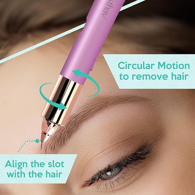 2 in 1 Eyebrow and Facial Hair Remover for Women Painless Flawless Electric Razor Epilator Trimmer Shaver with 18K Gold-Plated, USB Rechargeable, 360° LED for Eyebrow and Face Hair Removal