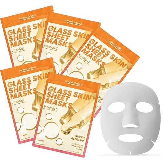 Vitamin C Face Mask – Dermatologist Tested, Anti-Aging, Korean Skin Care, Evens Tone Hydrates Revitalizes – Clean Beauty Vegan Sheet Mask for Dull Sensitive Skin – 5 Sheets