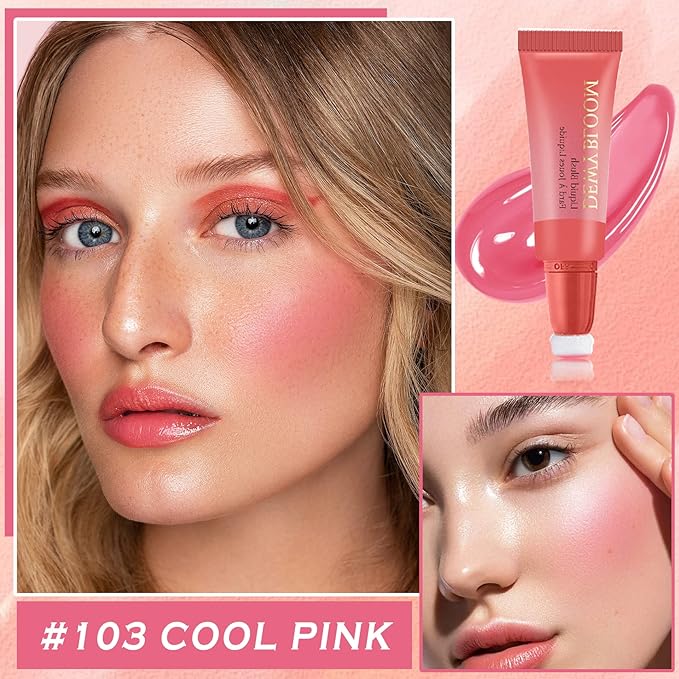 CAHIUYOA Blush Wand Liquid Cream Blush Makeup Stick Cool Pink