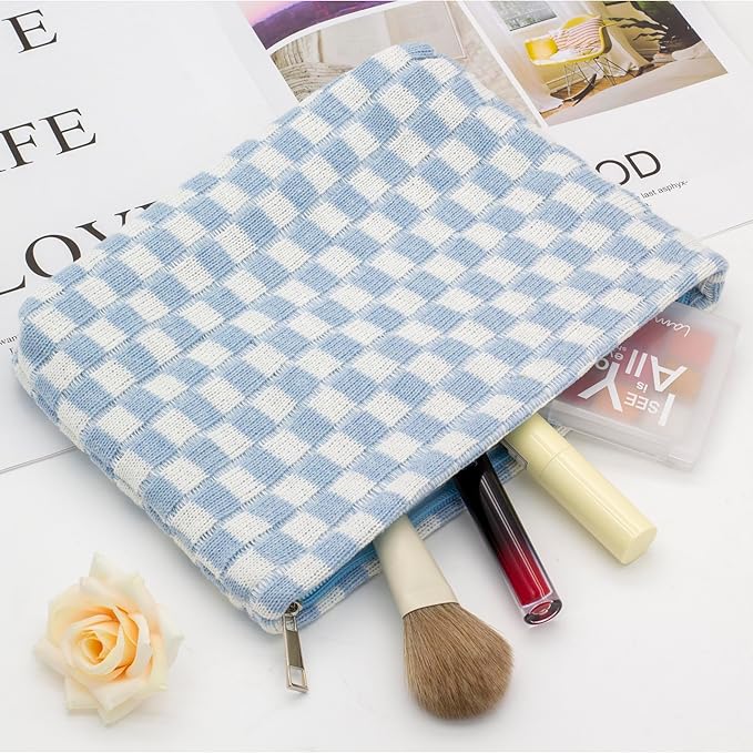 Pazimiik knit checkered makeup bag