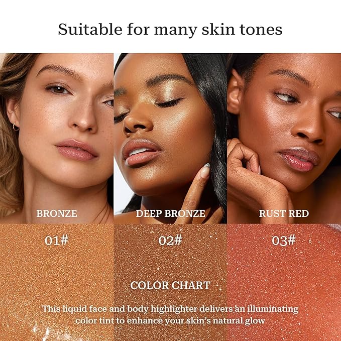 Bronzing Drops, Lightweight and Non-greasy Liquid Bronzer for Face & Body, Instant Sunshine Glow Serum for Flawless Skin & Radiant Finish (RUST RED)