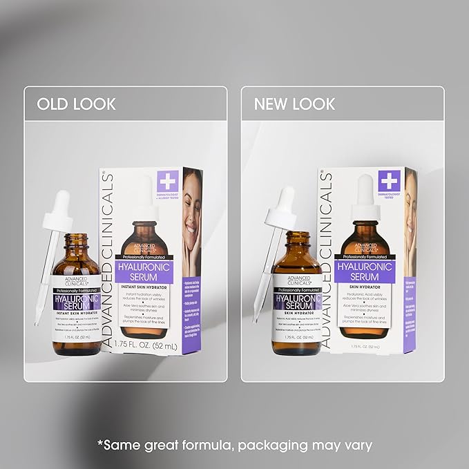 Advanced Clinicals Hyaluronic Acid Serum For Face | Moisturizing Facial Skin Care Products | Hydrating Serum For Face Helps Improve Look Of Wrinkles, Fine Lines, & Uneven Dry Skin Texture, 2-Pack
