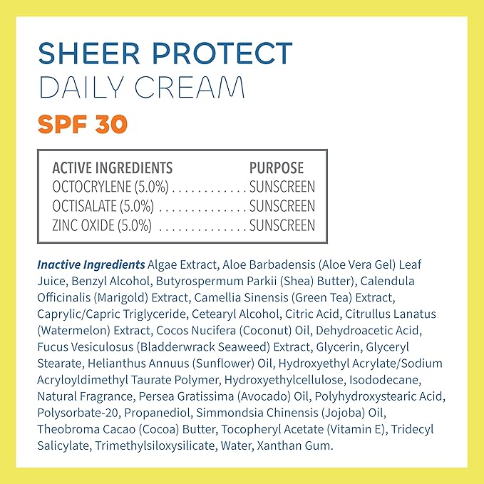 Seaweed Bath Co. Sheer Protect Daily SPF 30 Broad Spectrum Hybrid Sunscreen Cream, 3.4 Ounce, Sustainably Harvested Seaweed, Aloe, Green Tea