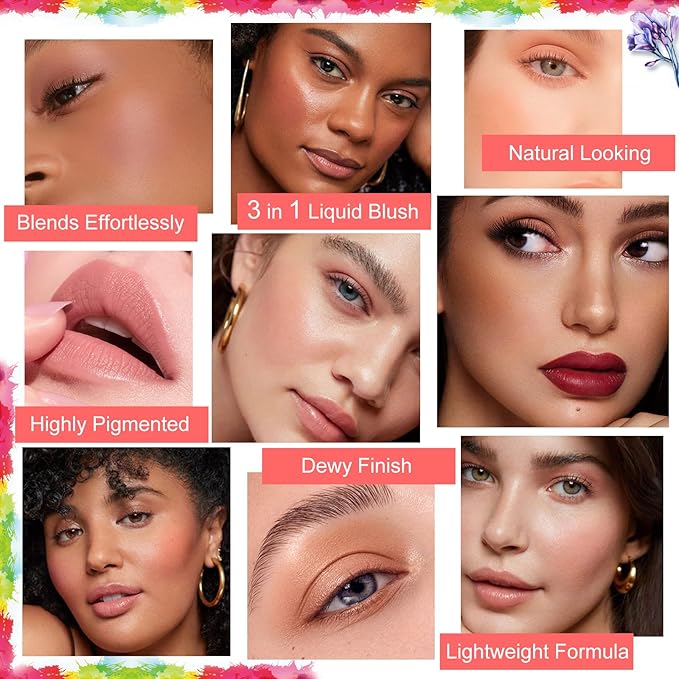 Liquid Blush Make up,Cream Blush for Cheeks,Natural Looking,Lightweight,Breathable Oz (01#02#03#)