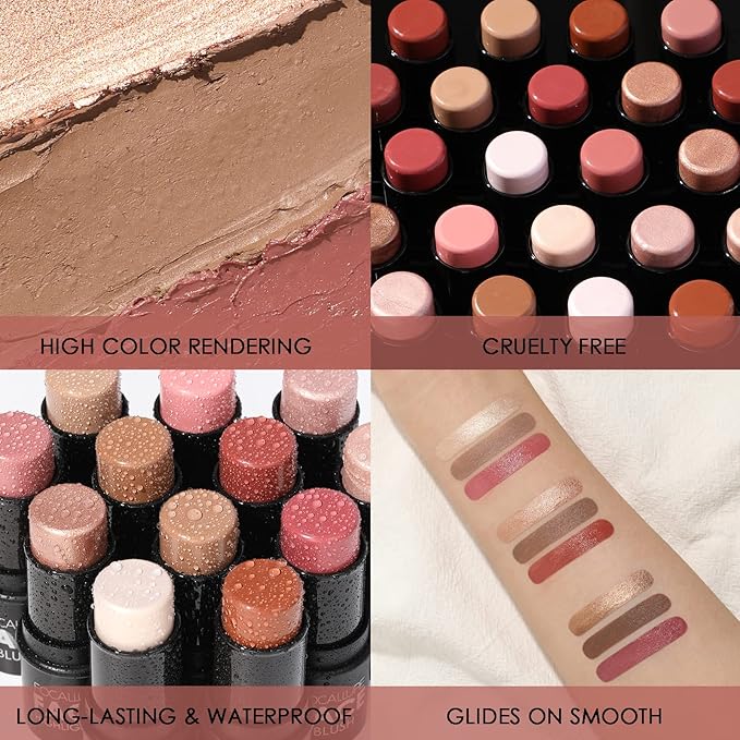 FOCALLURE 3 Pcs Cream Contour Sticks,Shades with Highlighter Finishing Makeup,MEDIUM