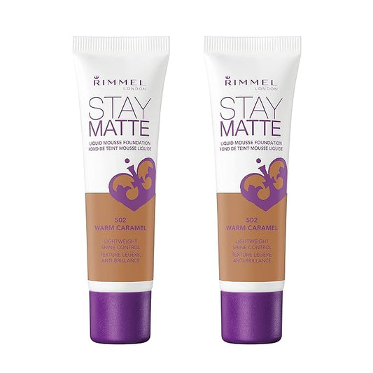 Rimmel, Stay Matte Foundation, Warm Caramel 2 Count (Pack of 1)