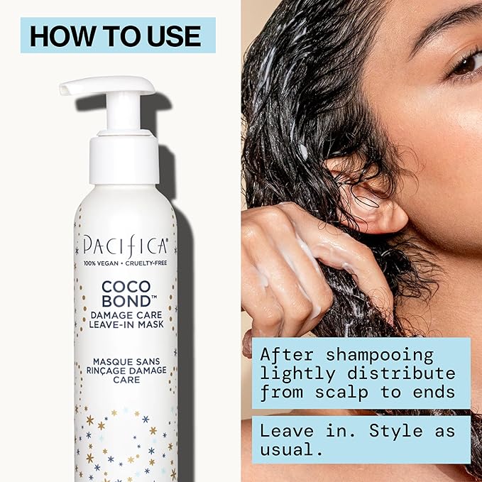 PACIFICA Beauty, Coco Bond Damage Care Leave-In Repair Mask Treatment, Dry & Damaged Hair from Bleach, Color, Chemical Services, Chlorine, & Heat, Coconut, Vegan