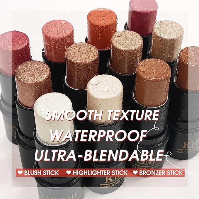 2 Pcs Cream Blush Stick Makeup Kit, Natural Shimmer & Matte Stick Blush Wand for Cheeks, Lightweight Blendable Silky Cream Blush Makeup -Matte Blush (#02 Soft Pink #03 Coral Orange)