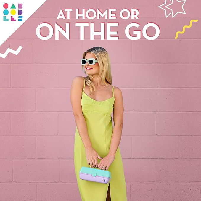 Caboodles Pretty in Petite Makeup Box, Hard Plastic Organizer Box, 2 Swivel Trays, Fashion Mirror, Secure Latch for Safe Travel